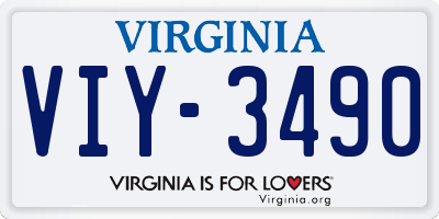 VA license plate VIY3490