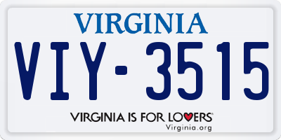 VA license plate VIY3515