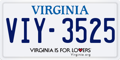 VA license plate VIY3525
