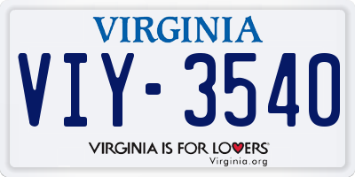 VA license plate VIY3540