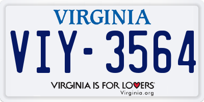 VA license plate VIY3564