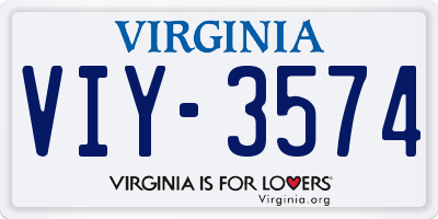 VA license plate VIY3574