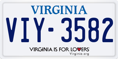 VA license plate VIY3582