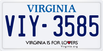 VA license plate VIY3585