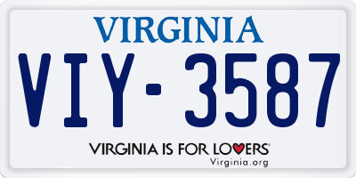 VA license plate VIY3587