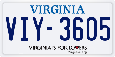 VA license plate VIY3605