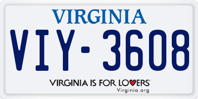 VA license plate VIY3608