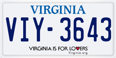 VA license plate VIY3643
