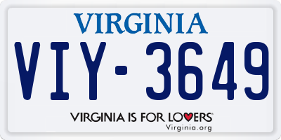 VA license plate VIY3649