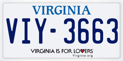 VA license plate VIY3663