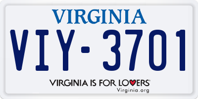 VA license plate VIY3701