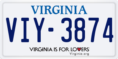 VA license plate VIY3874