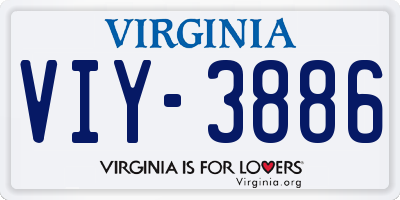 VA license plate VIY3886