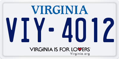 VA license plate VIY4012