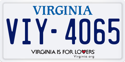 VA license plate VIY4065