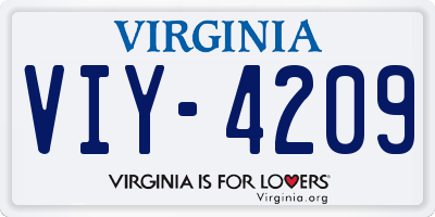 VA license plate VIY4209