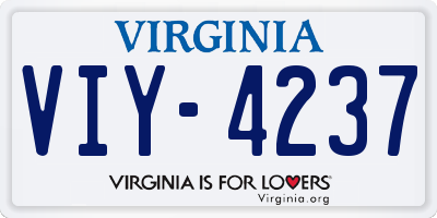 VA license plate VIY4237