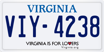 VA license plate VIY4238
