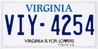 VA license plate VIY4254