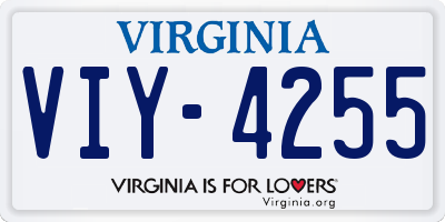 VA license plate VIY4255