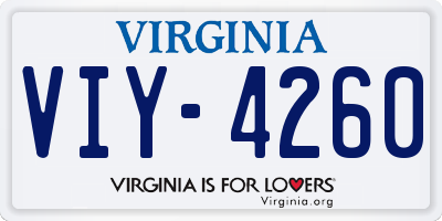 VA license plate VIY4260