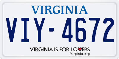 VA license plate VIY4672