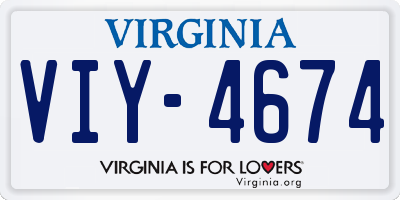 VA license plate VIY4674
