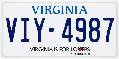 VA license plate VIY4987