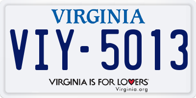 VA license plate VIY5013