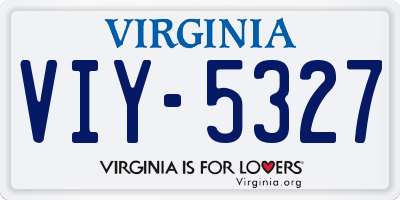 VA license plate VIY5327
