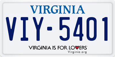 VA license plate VIY5401