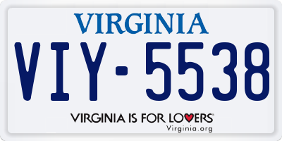 VA license plate VIY5538