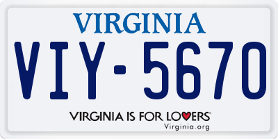 VA license plate VIY5670
