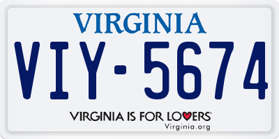 VA license plate VIY5674