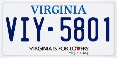 VA license plate VIY5801