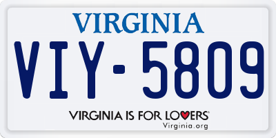 VA license plate VIY5809