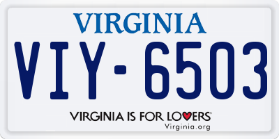 VA license plate VIY6503