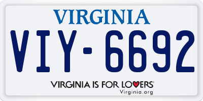 VA license plate VIY6692