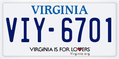 VA license plate VIY6701