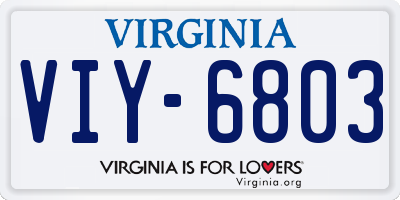 VA license plate VIY6803
