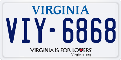 VA license plate VIY6868