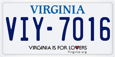 VA license plate VIY7016