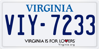 VA license plate VIY7233