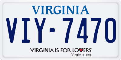 VA license plate VIY7470