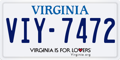 VA license plate VIY7472