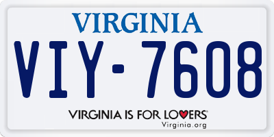 VA license plate VIY7608