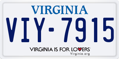 VA license plate VIY7915