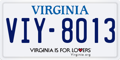 VA license plate VIY8013