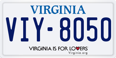 VA license plate VIY8050
