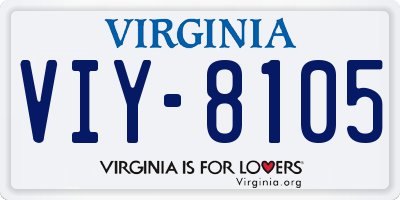 VA license plate VIY8105